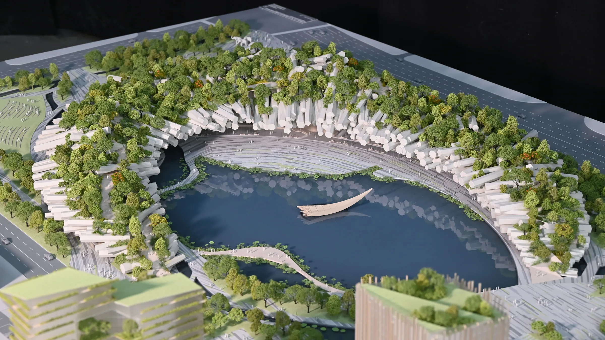 Kengo Kuma Xiangshan People's Square 1:300 architectural scale model by JYD Models