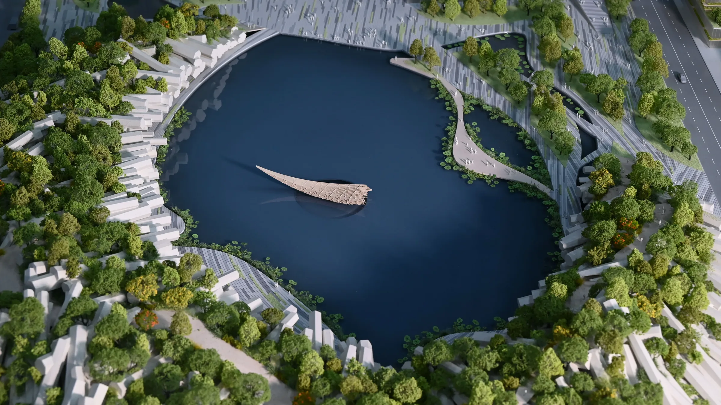 Kengo Kuma Xiangshan People's Square 1:300 architectural scale model by JYD Models