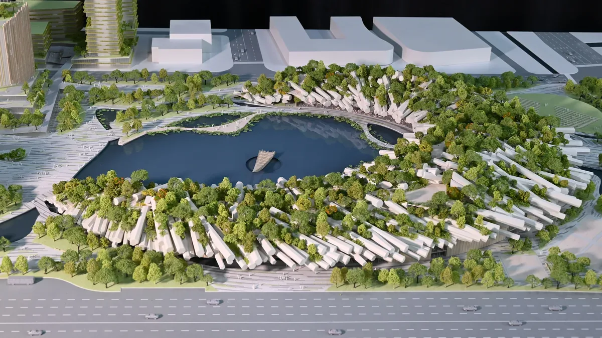 Kengo Kuma Xiangshan People's Square 1:300 architectural scale model